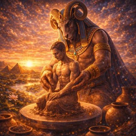 Хнум: бог-гончар, лепящий людей из глины